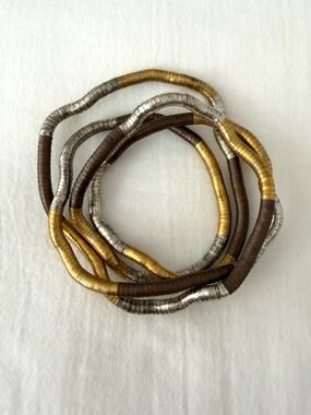 Vintage Flexible Tri-Metal Snake Chain Necklace or Bracelet